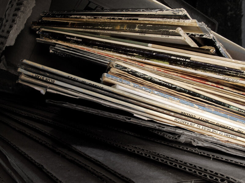 Stack of Old Vinyl Records — Black