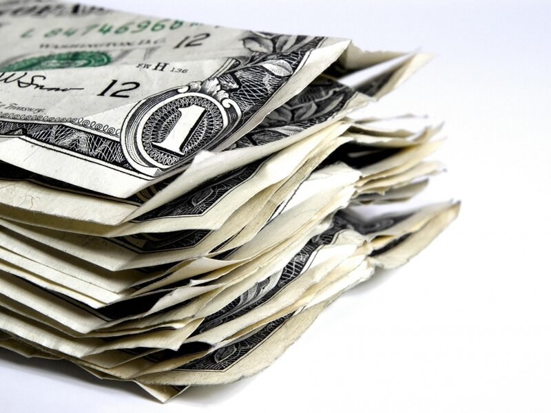 Stack of One-dollar Bills — White