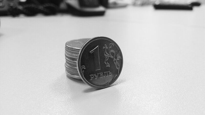 Stack of One Ruble Coins