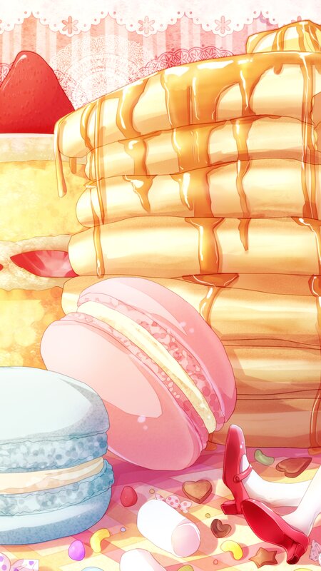 Stack of Pancakes and Macarons