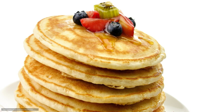 Stack of Pancakes — White, Appetizing, Morning, Photograph, Fruit