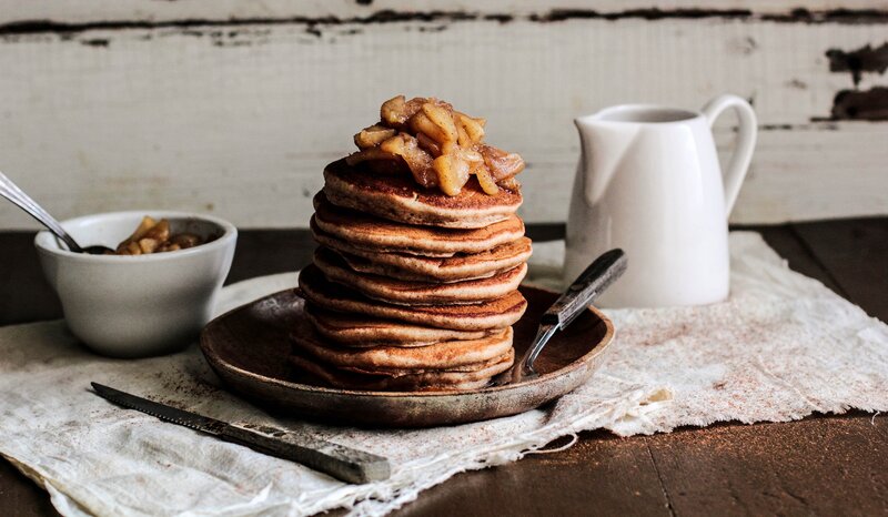 Stack of Pancakes with Apples — Brown