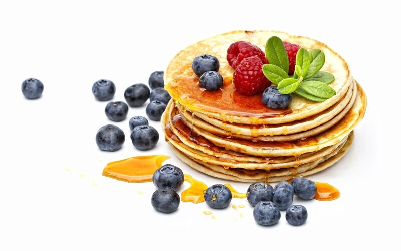 Stack of Pancakes with Berries — White, Appetizing, Morning