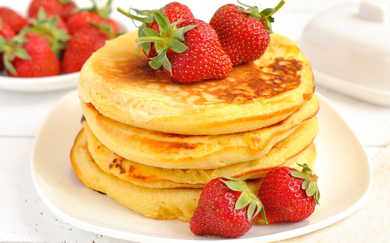 Stack of Pancakes with Strawberries