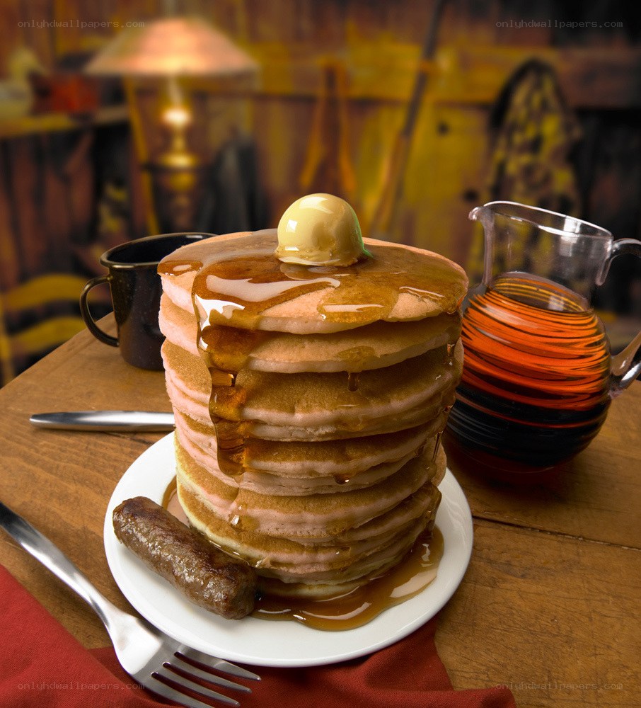 stack of pancakes with syrup