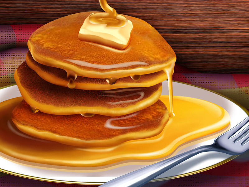 Stack of Pancakes — Yellow, Appetizing, Morning, Digital Art, Butter