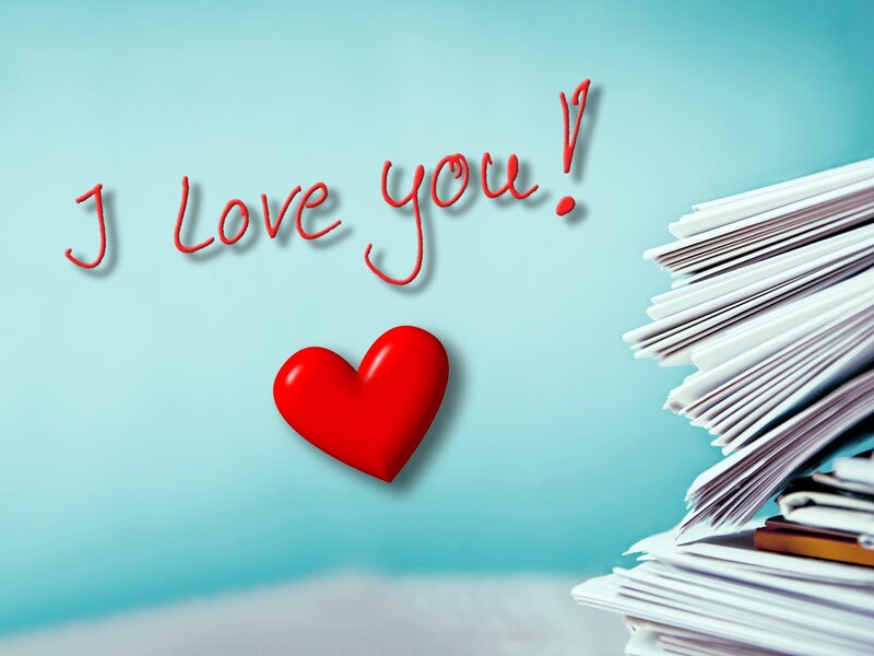 Stack of Papers with Heart