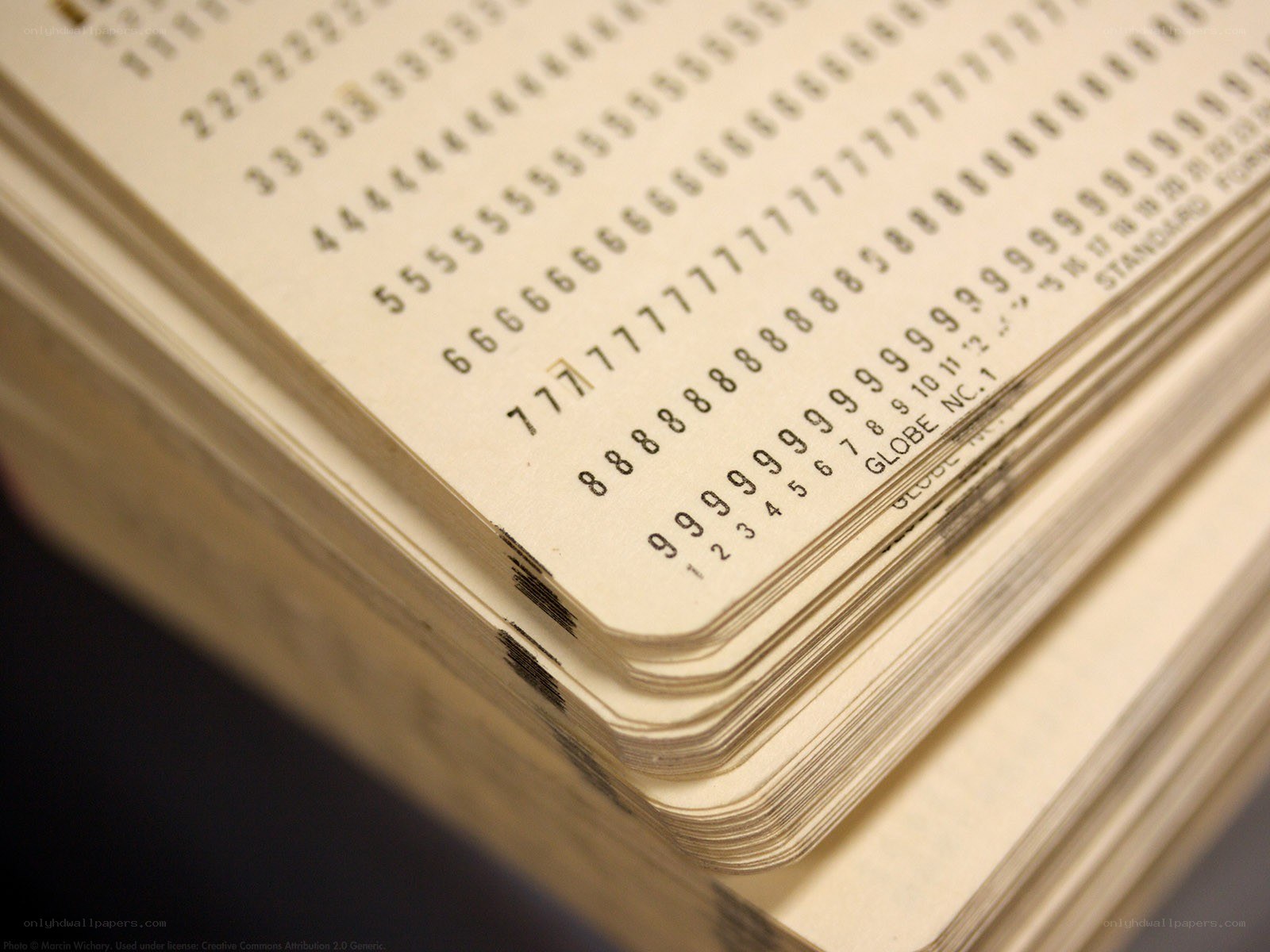 stack of printed number cards