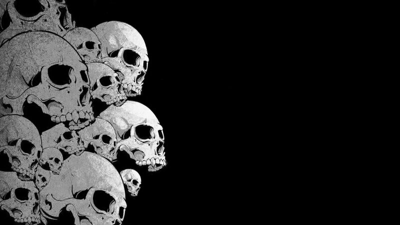 Stack of Skulls — Black, Dark, Digital Art, Black Background