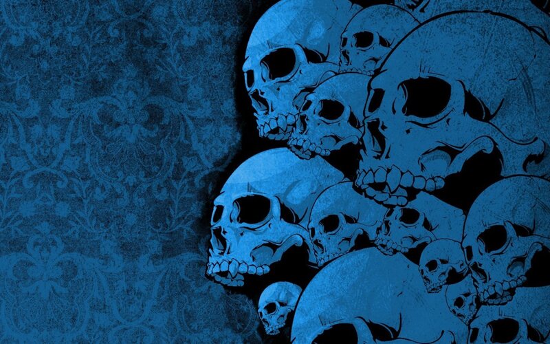 Stack of Skulls — Blue, Dark