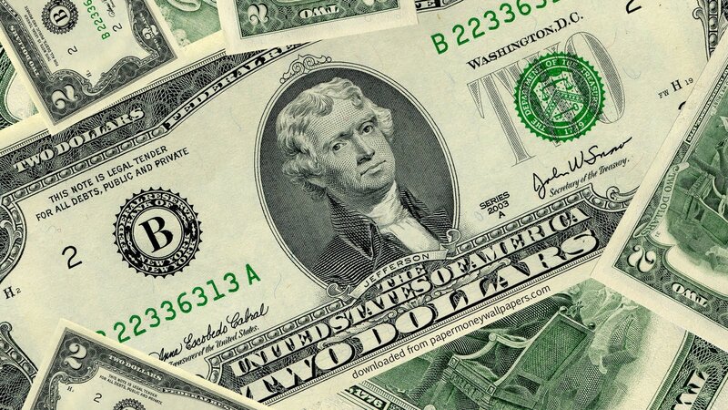stack of two-dollar bills