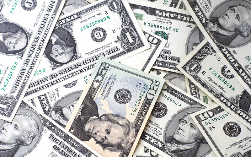 Stack of US Dollar Bills — Green