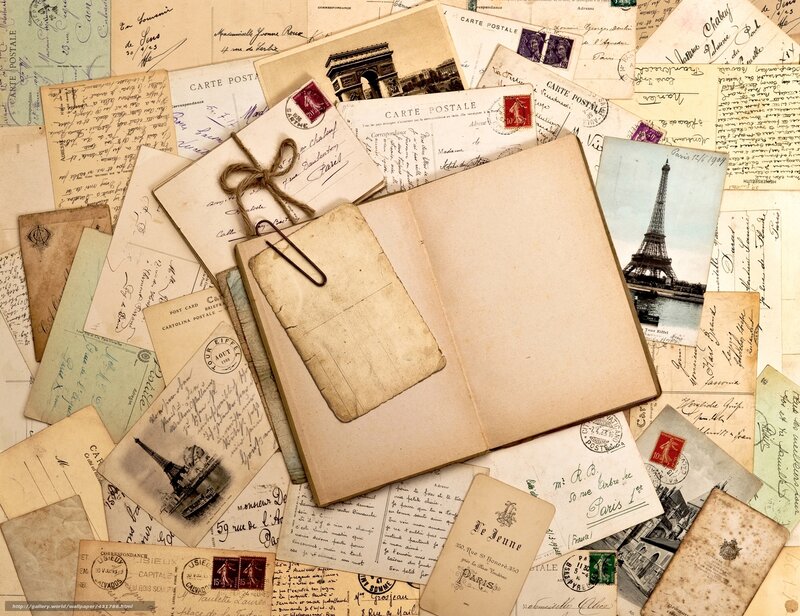 Stack of Vintage Postcards — Beige, Nostalgic, Photograph