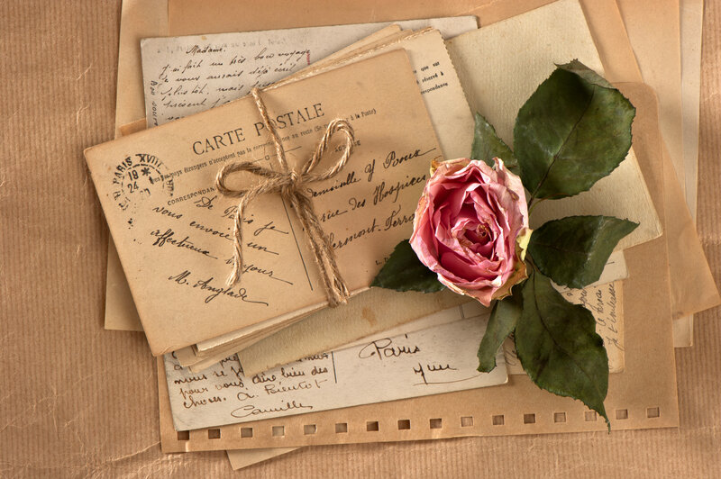 Stack of Vintage Postcards — Brown, Nostalgic, Photograph, Rose