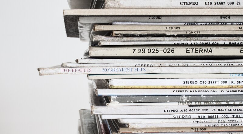 stack of vintage vinyl records