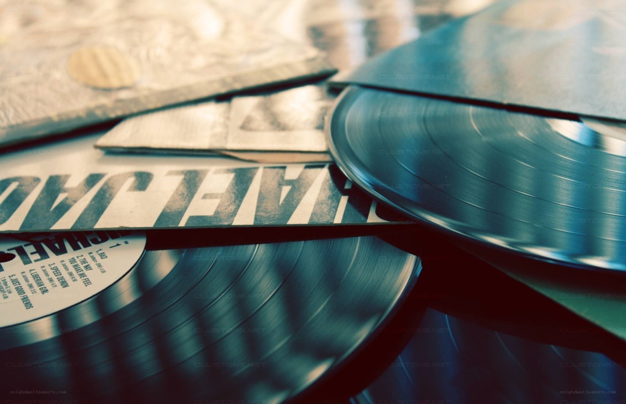 stack of vinyl records