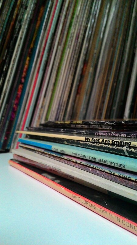 Stack of Vinyl Records — Blue