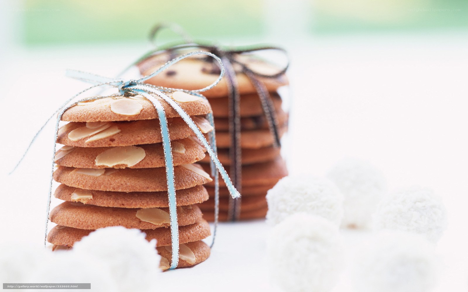 stacked almond cookies with ribbon