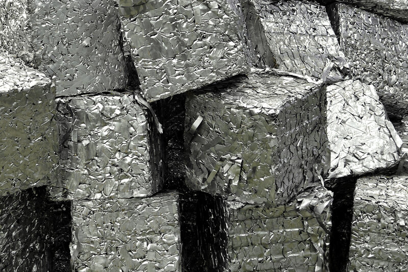 stacked aluminum scrap bales