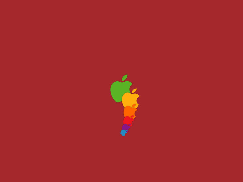Stacked Apple Logos — Red