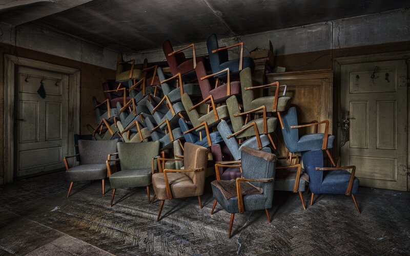 Stacked Armchairs in Room