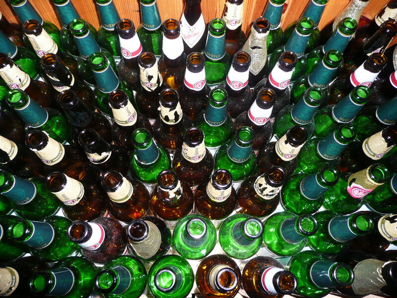 stacked beer bottles