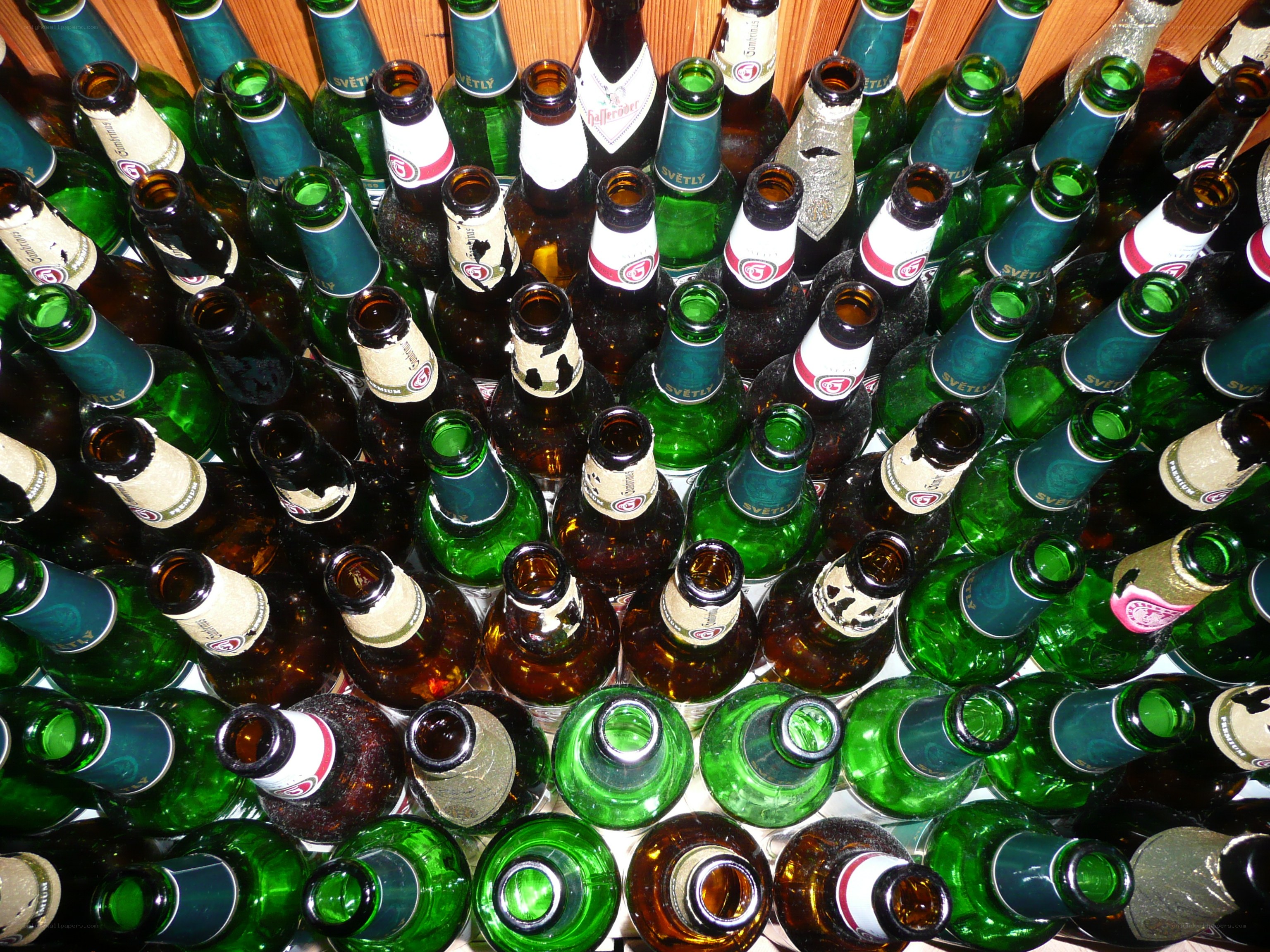 stacked beer bottles