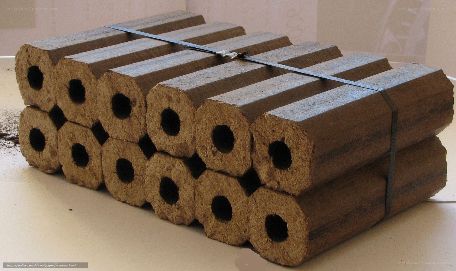 stacked biomass fuel briquettes