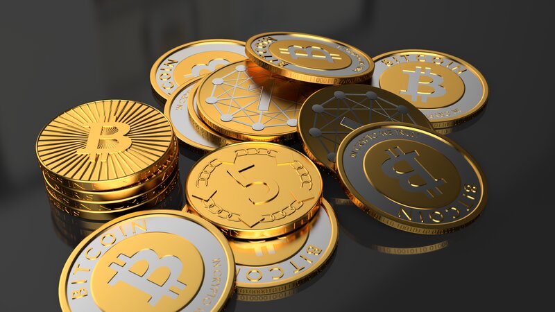 Stacked Bitcoin Coins