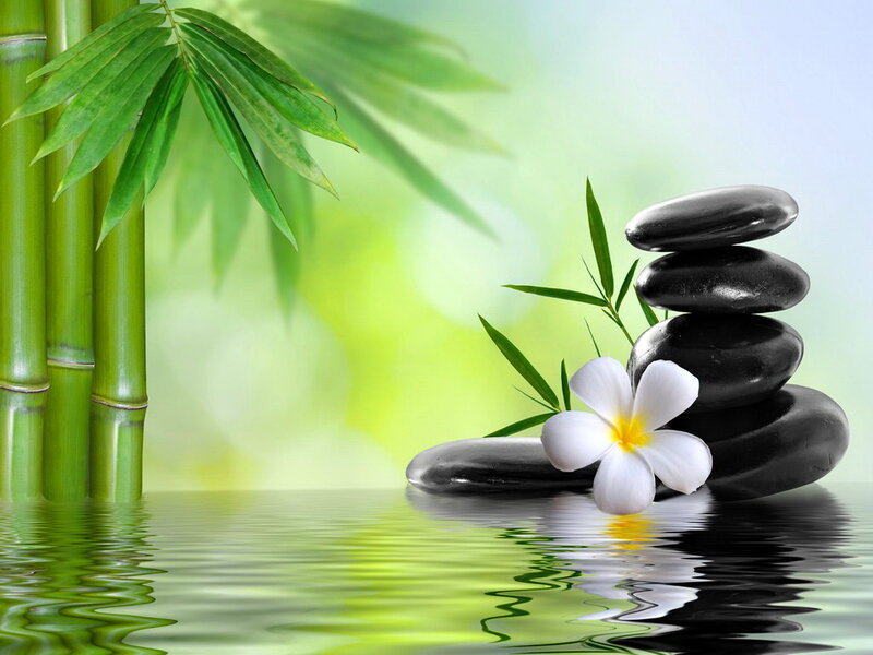 Stacked Black Stones — Green, Serene