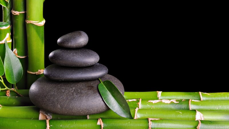 Stacked Black Stones — Green