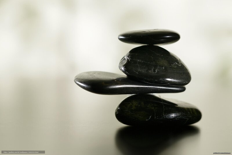 Stacked Black Stones — Serene, Photograph, Reflection