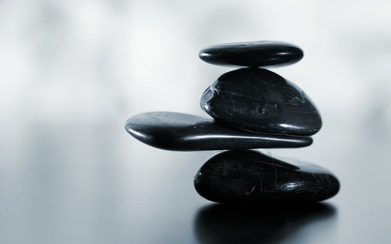 Stacked Black Stones — Serene, Photograph, Surface