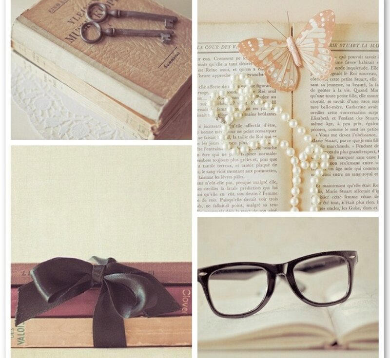 Stacked Books with Accessories