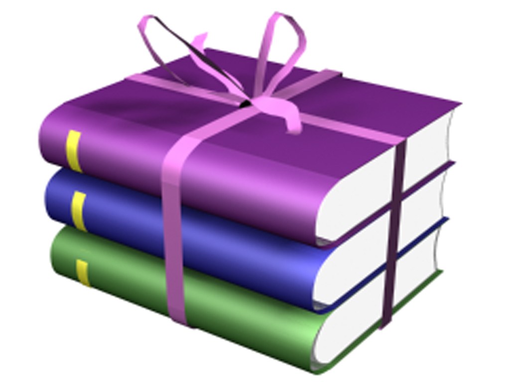 stacked books with ribbon