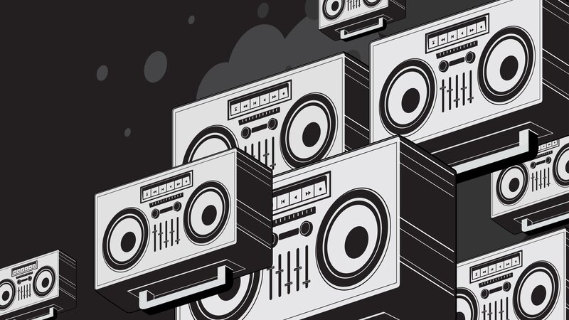 stacked boomboxes illustration