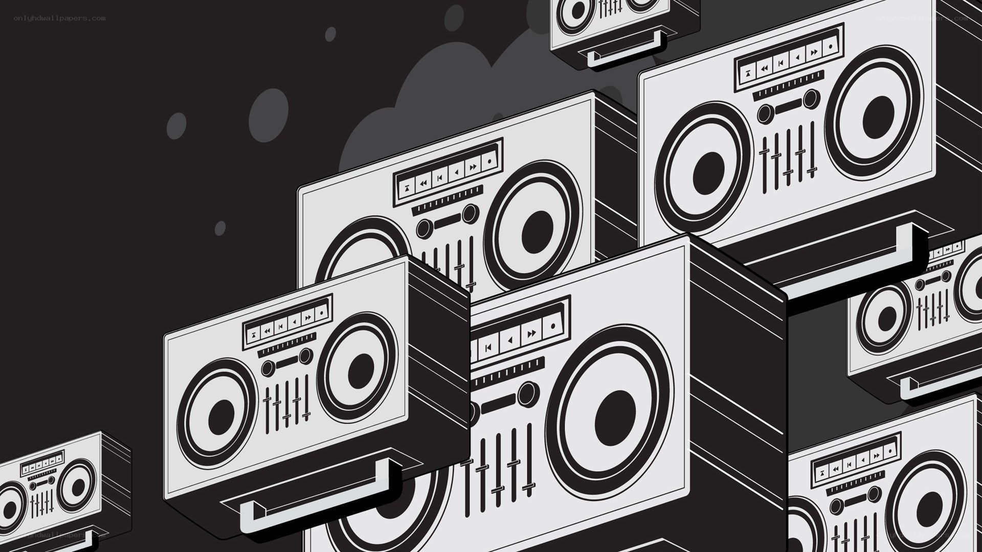 stacked boomboxes illustration