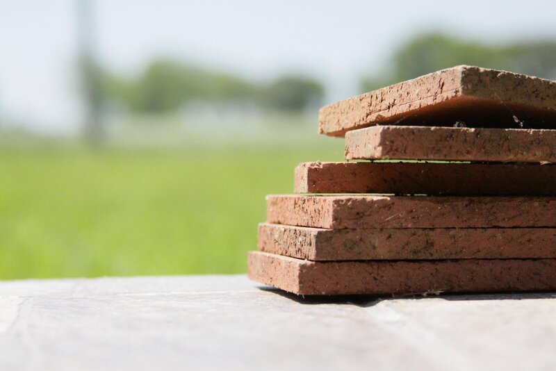 stacked bricks on a table