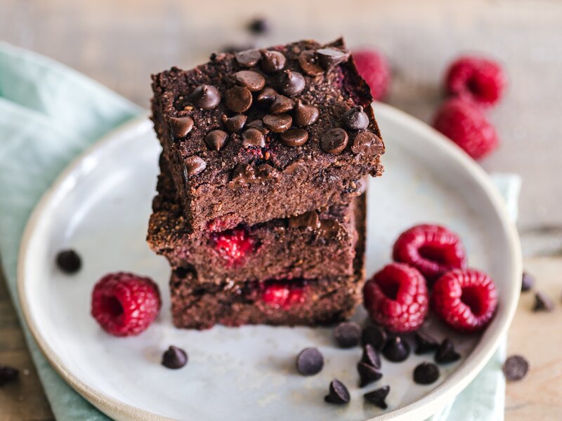 Stacked Brownies with Raspberries