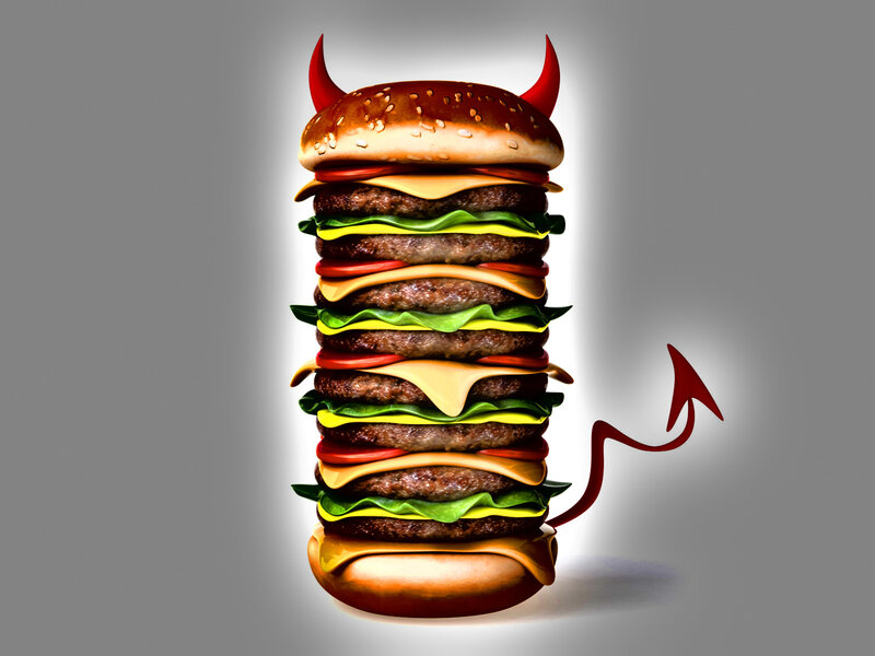 Stacked Burger with Devil Horns