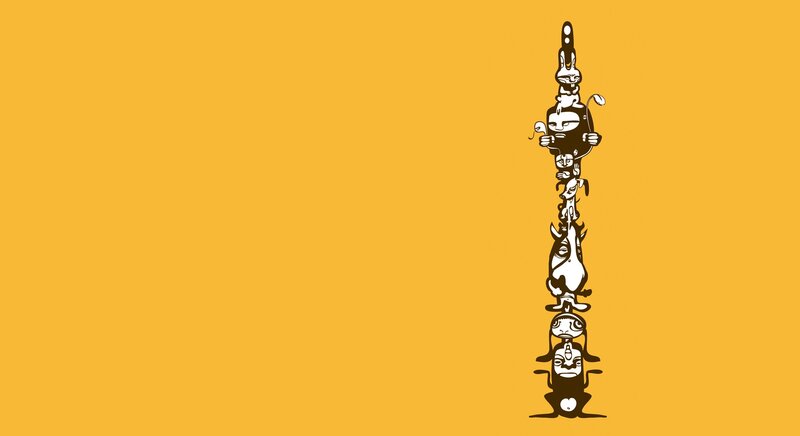 stacked cartoon characters