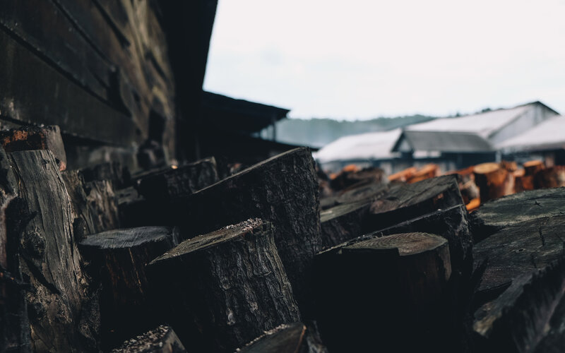 Stacked Charred Logs