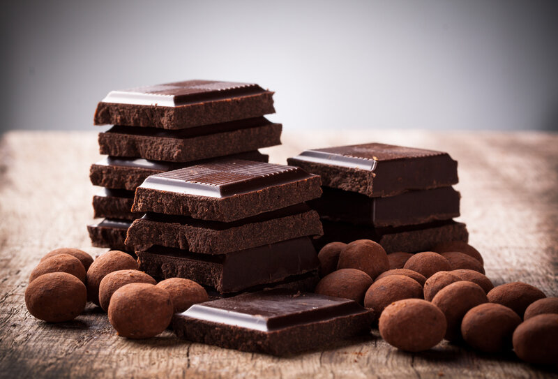 Stacked Chocolate Bars — Brown, Neutral, Photograph, Chocolate Truffles