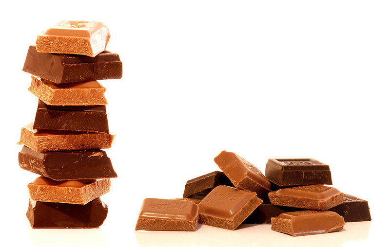 Stacked Chocolate Bars — Brown, Neutral, Photograph, White Background
