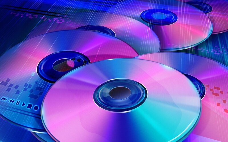 Stacked Compact Discs — Blue