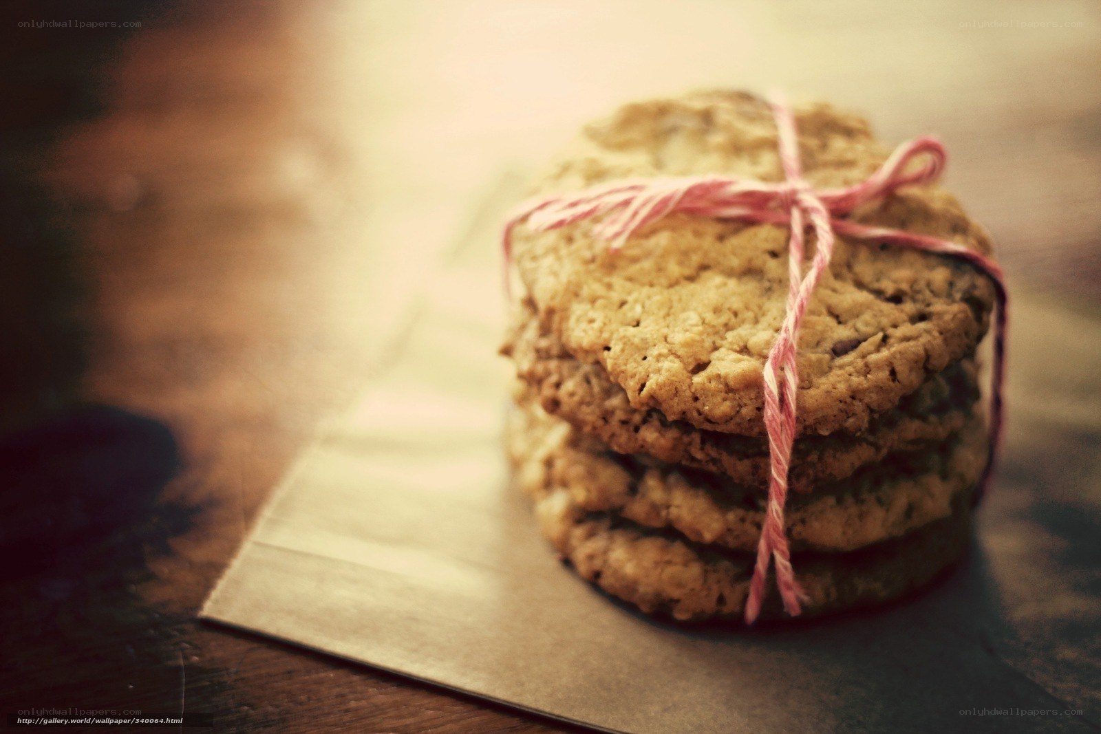 stacked cookies with string