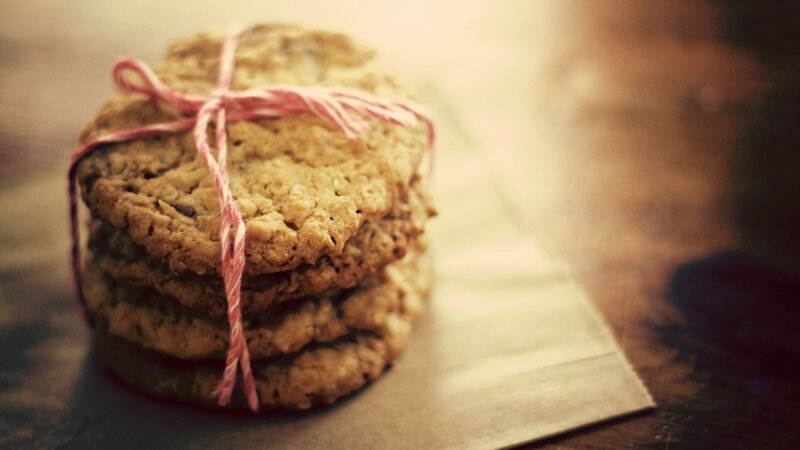 stacked cookies with string