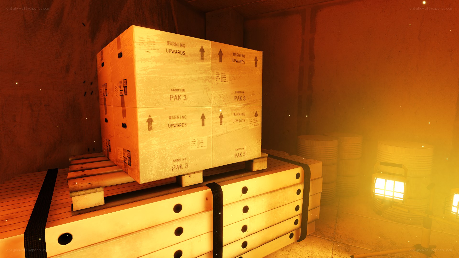 stacked crates in warehouse