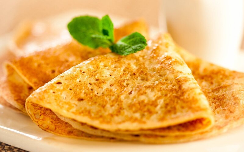 Stacked Crepes with Mint — Yellow, Appetizing, Morning