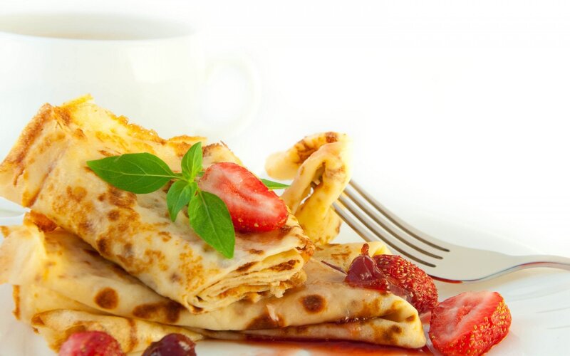Stacked Crepes with Strawberries